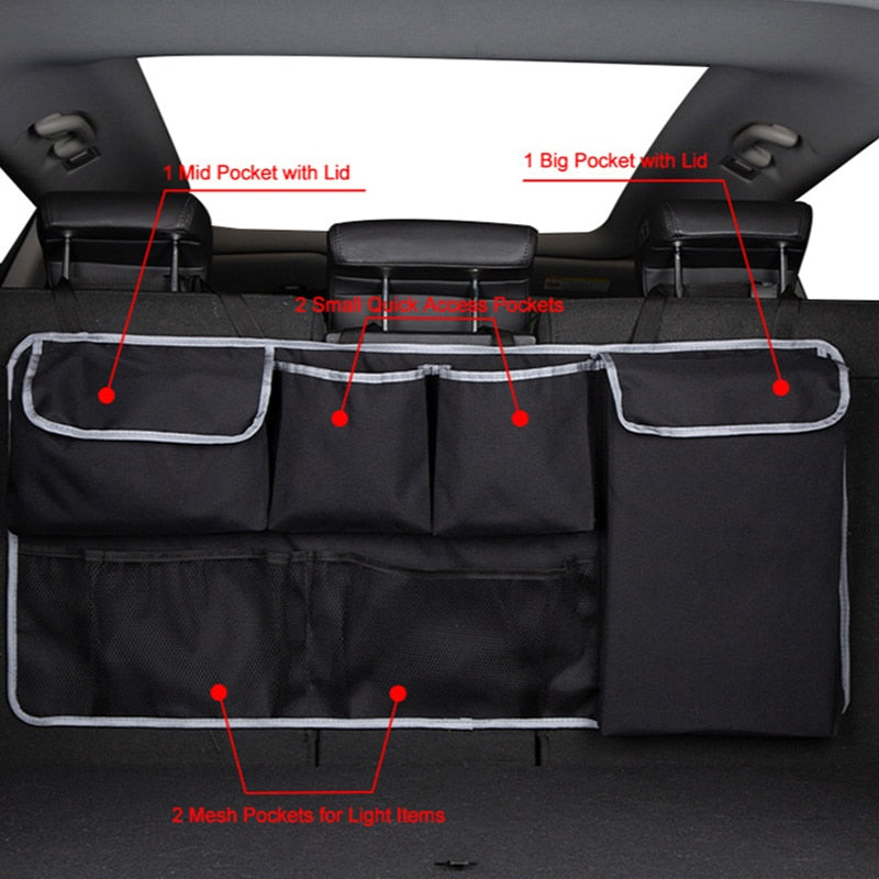 Car Rear Seat Back Organizer Auto Trunk Net Mesh Cargo Storage Bag Pocket Cover Stowing Tidying Interior Camping Accessories